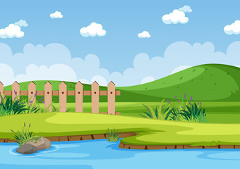 Wall Mural - Background scene with river in the park