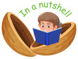 English idiom with picture description for in a nutshell on white background