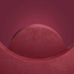 3D rendering unusual product podium. Stone arch and top hat on a red wine color background. Dynamic template with copy space. Minimal, empty scene for online store, social network