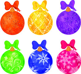 set of colorful bright Christmas balls