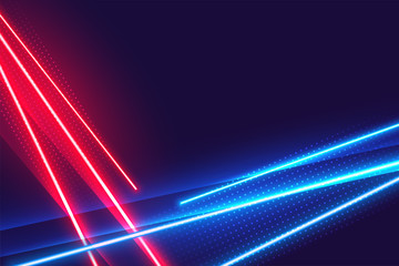 Wall Mural - red and blue neon lights geometric background