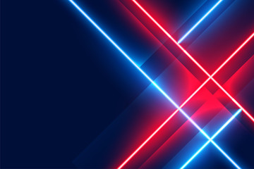 Canvas Print - glowing neon led lights on blue and red color