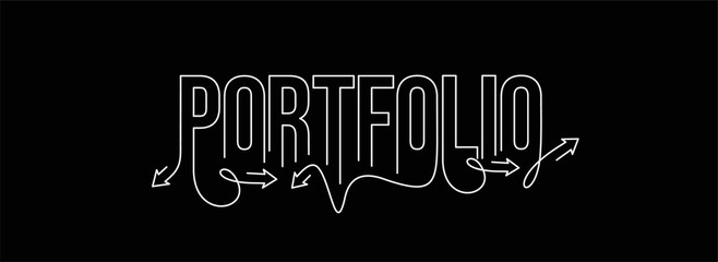 Wall Mural - Portfolio Calligraphic line art Text banner poster vector illustration Design.