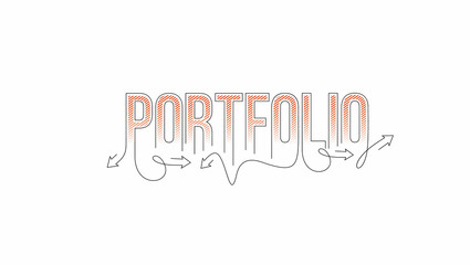 Portfolio Calligraphic line art Text banner poster vector illustration Design.