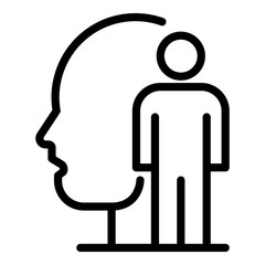 Poster - Human head and man icon. Outline human head and man vector icon for web design isolated on white background