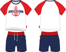 Boys T-shirt Reglan Shorts Set Anchor Red Sport