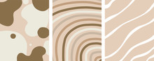 Abstract Shapes Pattern, Mid Century Modern, Earth Tones, Neutral Tones Art Vector Set