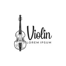 Violin Illustration Vintage Logo Design 