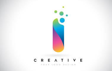 Wall Mural - dots letter i logo. i letter design vector with dots.vector lettering illustration of a colorful alp