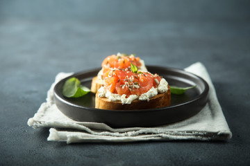 Poster - Smoked salmon with cream cheese on toast