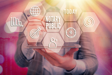 Wall Mural - Text sign showing Notary Public. Business photo showcasing Legality Documentation Authorization Certification Contract