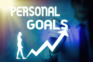 Wall Mural - Handwriting text writing Personal Goals. Conceptual photo Target set by an individual to influence his efforts Motivation