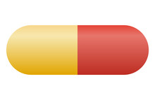 Medications In The Form Of Capsules Or Pills. Red-yellow Tablet For The Treatment Of The Disease.