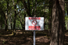 Restricted Area Sign In Woodland