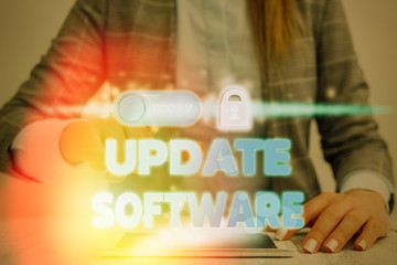 Wall Mural - word writing text update software. business photo showcasing replacing program with a newer version 