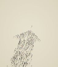 People Following The Leader As Arrow, 3d Render, Illustration