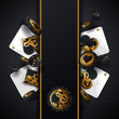 Casino poker design template. Falling poker cards and chips game concept. Casino lucky background isolated.