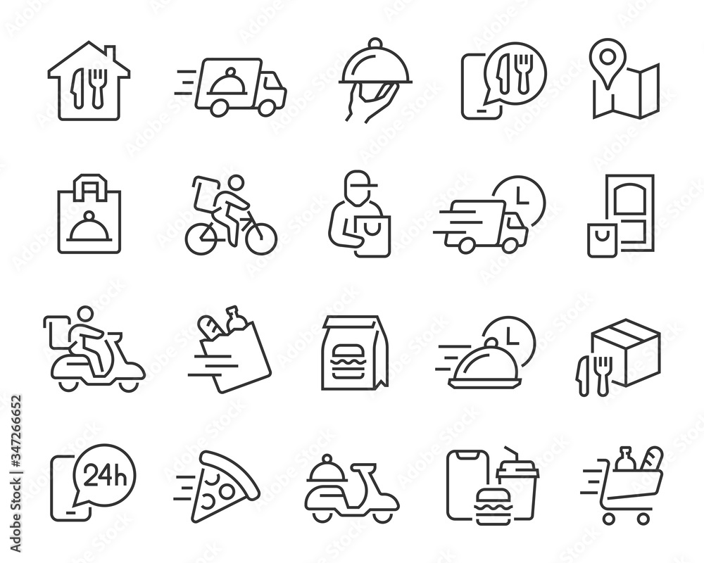 Delivery Html Icon Food Delivery icons set. Collection of linear simple web icons such as ...
