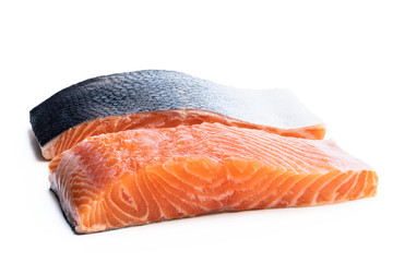 Poster - Fresh salmon fillet isolated on white