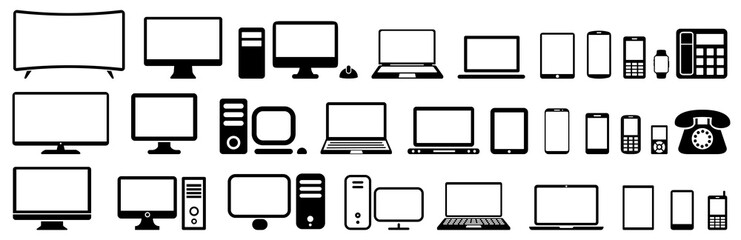 Poster - Set technology devices icon: tv, computer, laptop, tablet, smartphone. mp3, watch - vector