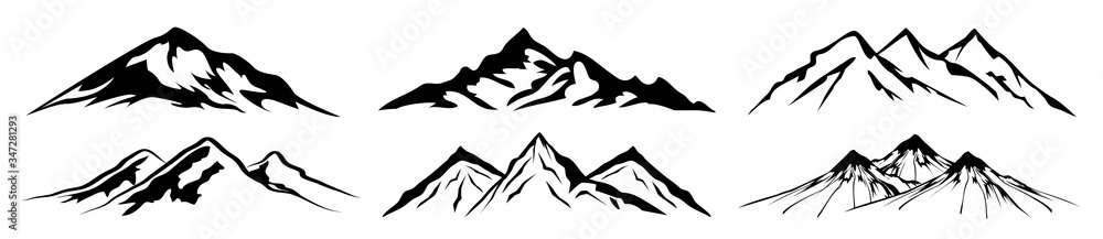 Set mountain ridge with many peaks - vector - obrazy, fototapety, plakaty 