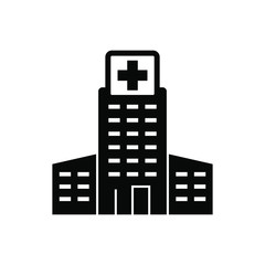 Sticker - Hospital Icon Vector in black flat design on white background