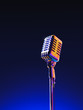 vintage microphone on a blue background. 3D rendering