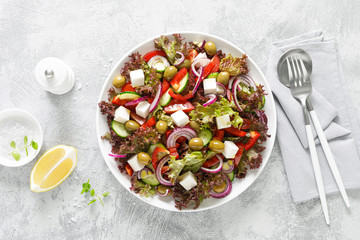 Sticker - Greek salad with fresh vegetables, lettuce and feta cheese