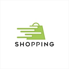 Sticker - shopping logo design. fast shopping vector logo template