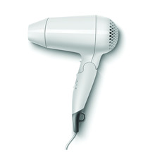 3d Realistic Vector White Hair Dryer. Isolated Icon On White Background.