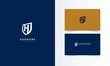 H Shield Logo Mark with business card template design for branding identity