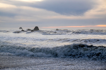 Wall Mural - Ocean and waves at sunset