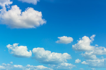 bright clouds floating on color blue sky with wind