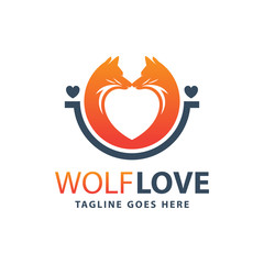 Wall Mural - wolf animal love logo design