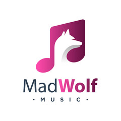 Canvas Print - wolf music vector logo