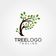 simple minimalist tree logo design vector template