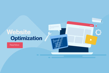 SEO website, seo marketing, optimization and coding for responsive web page. Seo analytics and software concept. Internet and technology.
