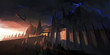 © liuzishan - Eerie dark castle, digital illustration.