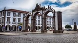 Fototapeta Miasto - City gates at Ponta Delgada, St Michael Island, the Azores, Portugal