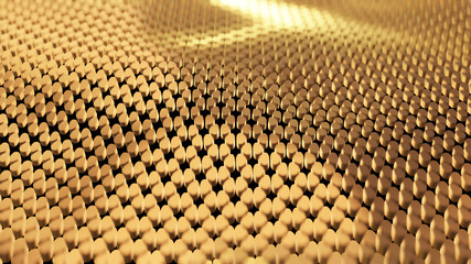 Shinny gold flower geometric wave background for product presentation or brand luxury style. Selective focus at center of picture.