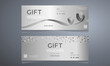 Silver Elegant voucher or Gift card template with monetary award Special offer for the customer