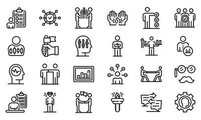 Canvas Print - Personal traits icons set. Outline set of personal traits vector icons for web design isolated on white background