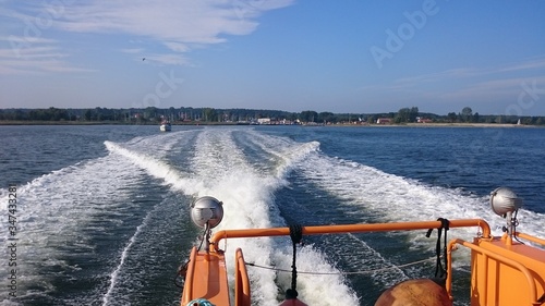 Wake Formation In Sea By Moving Boat