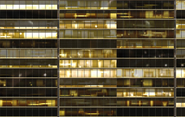 Poster -  city building windows front view