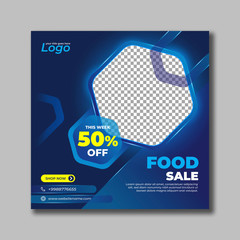 Wall Mural - Food Sale Social Media Post Template Square Banner For Business Promotion