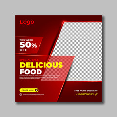 Wall Mural - Food Sale Social Media Post Square Banner for Business Promotion