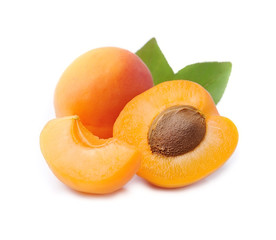 Sweet apricots with leaves