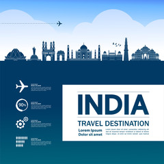 Fototapete - India travel destination grand vector illustration. 