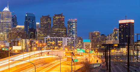 Wall Mural - Philadelphia sunset night