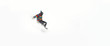 © guruXOX - Freerider snowboarder rolls and rides his snowboard on extreme gradient downhill. Winter mountain freeride. Space place for text